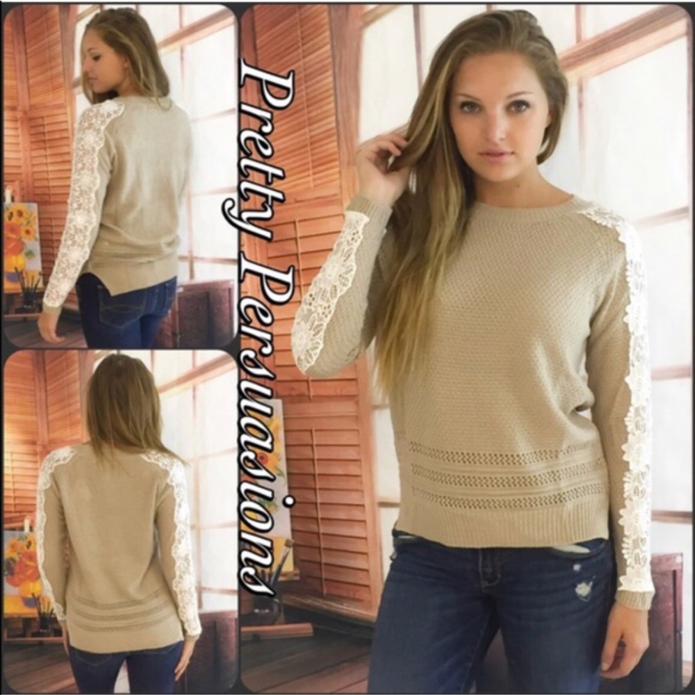 LAST 2‼️Crochet Knit Appliqué Raglan Sweater - Picture 4 of 7